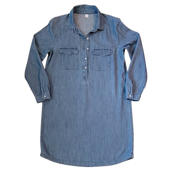 Old Navy LS Popover 100% Cotton Denim Chambray Shirtdress - Picture 5 of 14